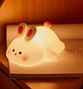 Cute Big Face Bunny Night Light Silicone, Bunny Decor Atmosphere Night Lamp for Kids Room, Baby Nursing Bedside Touch Lamp, Rechargeable and Dimmable,Cute Baby Night Light.