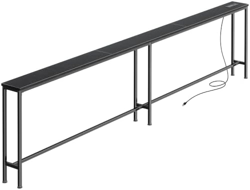 Huuger 102.4 Inch Console Table, Skinny Sofa Table with Charging Station