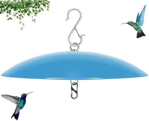 13" Bird Feeder Rain Guard, Hummingbird Feeder Shade Dome Cover, Hanging Baffle for Bird Feeder Pole,Smart Birds Feeder's Umbrella(Translucent Blue), 1 Pack