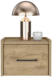 DEPOT E-SHOP 59" Yorktown Floating Nightstand, Space-Saving Design with Handy Drawer and Surface, Macadamia – Bedside Nightstand with Storage for Bedroom Beside Tables & Small Spaces