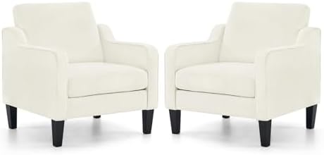 VINGLI Accent Chairs Set of 2, Chenille Upholstered Armchair Living Room