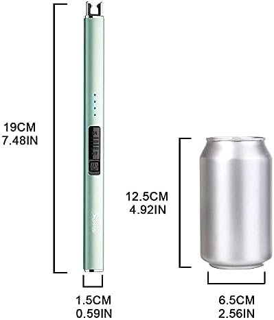 SUPRUS Electric Lighter Arc Windproof Flameless USB Rechargeable Lighter with Safety Lock for Candle BBQ Camping (Green)