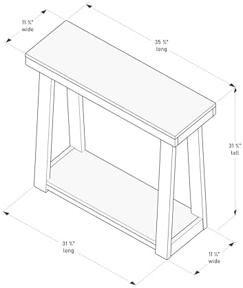 Plank+Beam Classic Console Table with Shelf - 36 inches, Black