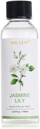 Airkeep Reed Diffuser Oil Refill/Jasmine Lily/3.38oz（100ml/1 Pack/Scented Oil Refill for Reed Diffuser Home Fragrance for Bedroom, Bathroom Office Home Decor