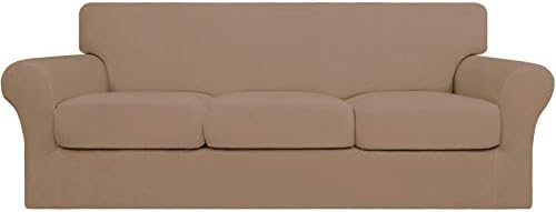 Easy-Going 4 Pieces Stretch Sofa Cover for 3 Cushion Couch Washable