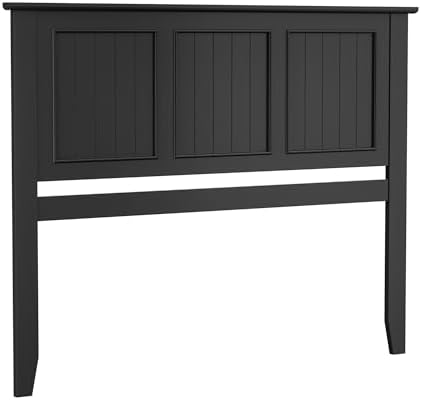 Wood Full Size Headboard Only with Farmhouse Style, Wall-Mounted , Black