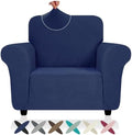 ZNSAYOTX Super Stretch Chair Slipcover (30"-47"), New Striped Sofa Chair Covers for Living Room, Dogs Pet Friendly Anti-Slip Chair Protector Spandex Armchair Slipcovers (Navy Blue, Chair)
