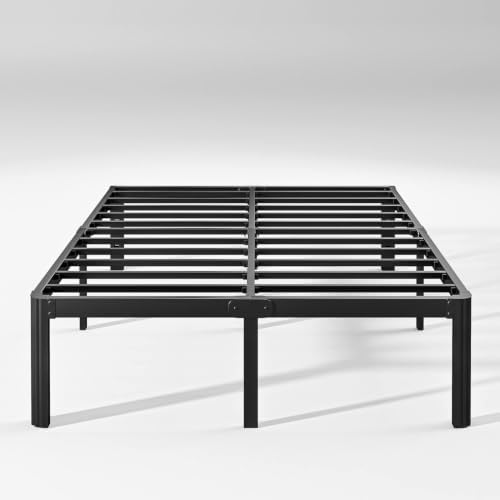 Hunlostten 18in High King Bed Frame No Box Spring Needed, Heavy Duty King Platform Bed Frame with Round Corners, Easy Assembly, Noise Free, Black