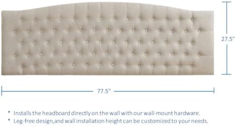 24KF Upholstered Tufted Button Linen Wall Mounted Headboard,Comfortable Fashional Headboard King/CA King Size, 6055-K-Linen