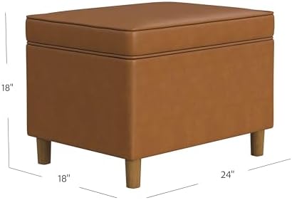 Spatial Order 24" Dinah Collection Storage Ottoman - Carmel Faux Leather
