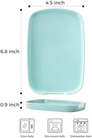 ABRUTY Spoon Rest for Stove Top, Ceramic Spoon Holder for Counter, Modern Farmhouse Decor Accessories for Spatula, Spoons or Tongs, Rectangular, Turquoise