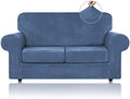 WEERRW Velvet Stretch 3 Pieces Couch Cover for Sofa Washable, Light Blue