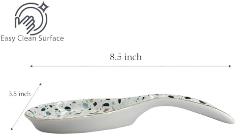 Ceramic Spoon Rest for Stove Top Kitchen Counter Large Spoon Holder Farmhouse Floral Flowers Print Coffee Spoon Cooking Utensil Tools Rest Modern Kitchen Decor