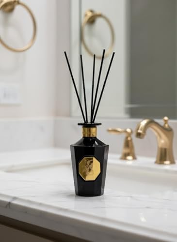 VANGIE Luxury Reed Diffuser for Home – Black Forest Fragrance | Warm Woody Home Scent | Elegant Glass Bottle with Rattan Reeds | Long-Lasting Home Fragrance | Decorative Gift for Living Room Bedroom