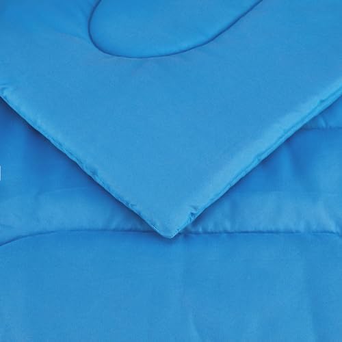 Amazon Basics 5-Piece Microfiber Kid's Bed-in-a-Bag Bedding Set, Twin, Blue, Solid