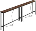 SUPERJARE 78.8 inch Narrow Behind Couch Table with Charging Stations