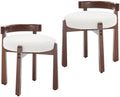 Ya-Home Modern Vanity Chair Upholstered Small Ottoman Footstool, Make Up Stool Sherpa Fabric with Backrest Wooden Frame for Living Room Bedrooms, 2PCS, White
