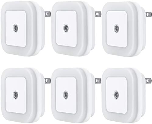 Uigos LED Night Light Lamp with Smart Sensor Dusk to Dawn Sensor, Daylight White, 0.5W Plug-in, 6-Pack