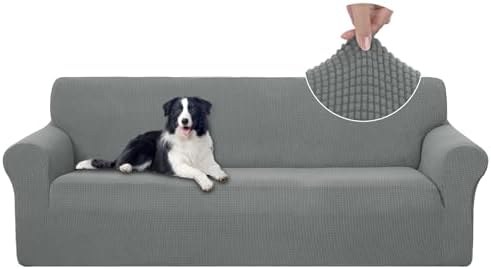 U-NICE HOME 4 Seater Stretch Couch Cover for 3 Cushion Sofa, Grey
