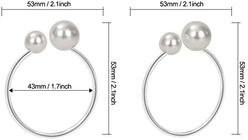KPOSIYA Pearl Napkin Rings Set of 100 Silver Napkin Holder for Table Decor