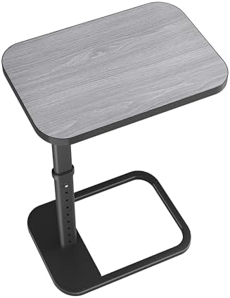Kitstorack TV Tray Table, Adjustable Height & Rounded Metal Corners, Snack Table for Couch, Sofa, Bed, Chair, Living Room, C Shaped End Side Table for Eating, Dinner or Laptop, Small Spaces, Dark Gray