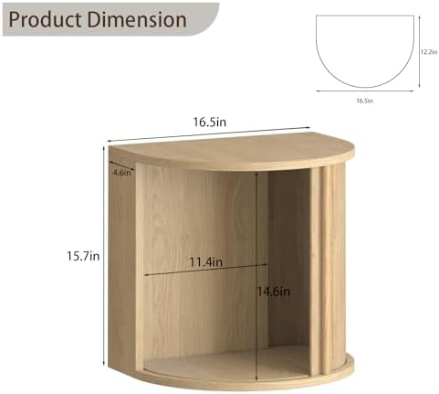Floating Nightstand Set of 2 with Sliding Roller Shutter Doors,Wood