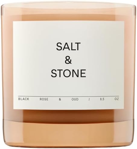 Salt & Stone Coconut & Soy Blend Scented Candle, Black Rose & Oud 8.5 oz