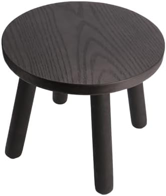 Round Solid Wooden Stool,Plant Stand,Step Stool,Black,9.3" H