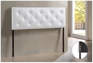 Baxton Studio Baltimore Queen Faux Leather Headboard, 61.5-inch W x 3.15-inch D x 22.5-inch H, White
