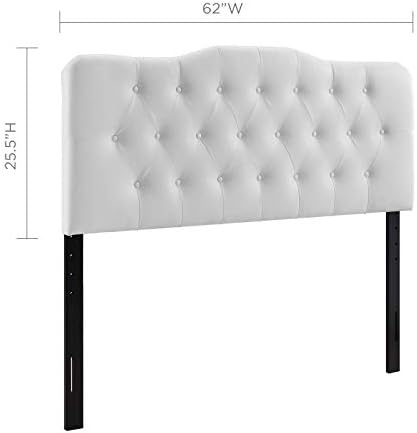 Modway Annabel Tufted Button Faux Leather Upholstered Queen Headboard in White