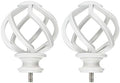 KAMANINA White Finials for 1 or 7/8 in Curtain Rods, Twisted Cage Design