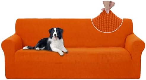 U-NICE HOME Stretch Couch Cover Slipcover for 3 Cushion Sofa, Orange