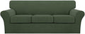 Turquoize 4 Piece Sofa Covers for 3 Cushion Couch Sofa Slipcover Soft Couch Cover for Dogs-Washable Sofa Furniture Covers with 3 Individual Cushion Covers (3 Cushion Sofa, Bronze Green)