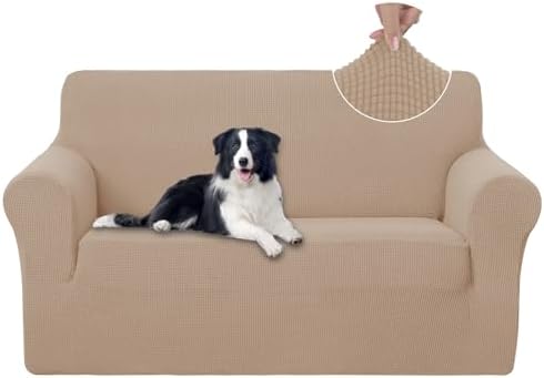 U-NICE HOME Loveseat Cover Stretch Couch Cover Sofa Slipcover, Camel