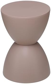 Euro Style Sallie Indoor/Outdoor Stool or End Table | Modern Hourglass Accent Style | UV- Protected Plastic Extra Seating or End Table for Patio, Balcony, Poolside, Entryway, or Living Room | Taupe