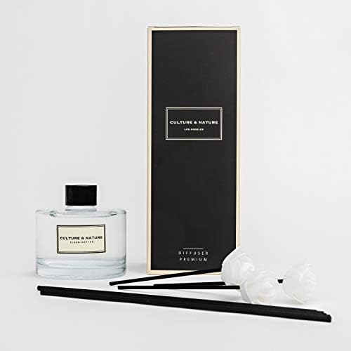 CULTURE & NATURE Reed Diffuser Set 6.7oz (200ml) Clean Cotton Scented Diffuser with Sticks Home Fragrance Reed Diffuser for Bathroom Shelf Decor (Pack of 2)