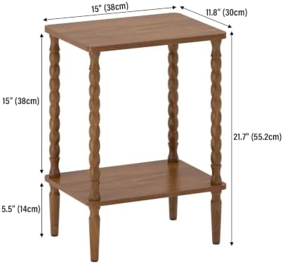 TUTOTAK Small End Table with Solid Wood Legs, Side Table, Nightstand