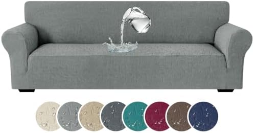 MAXIJIN Waterproof Oversized Couch Covers (91"-110"), Stretch Extra Large Sofa Cover Slipcovers with Non Slip Elastic Bottom, Pet Friendly Furniture Protector Washable (X-Large, Light Gray)