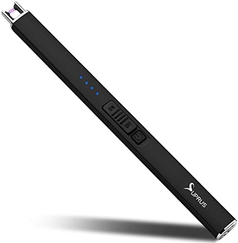 SUPRUS Electric Lighter Arc Windproof Flameless USB Rechargeable Lighter with Safety Lock for Candle BBQ Camping Gifts for Women Mom(Black)