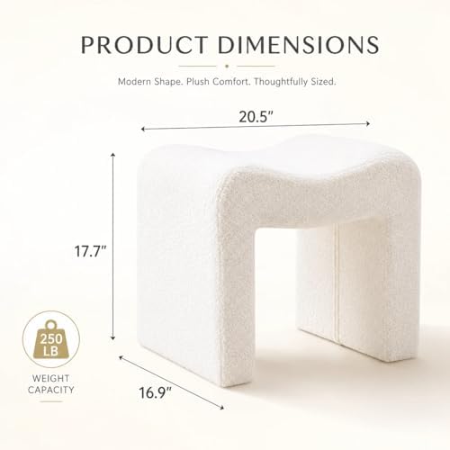 "M" Shaped Vanity Chair Foot Stool Teddy Velvet Ottoman Footrest Sofa Bench