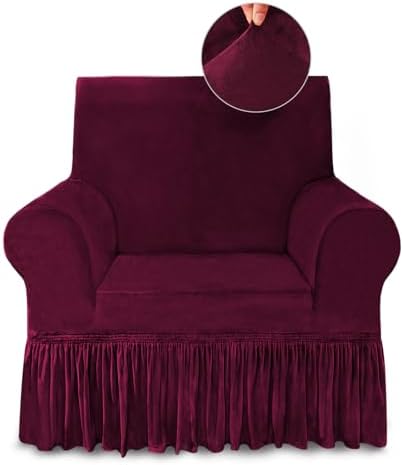 Wine Red Armchair Covers Arm Chair Cover Armchair Slipcovers with Skirt