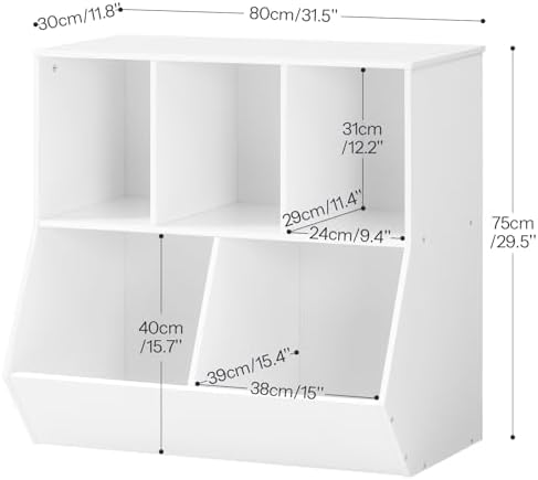 HOOBRO Kids Bookshelf, Bookcase Footboard, 31.5" L Toy Storage Cubby, Children's Toy Shelf, Toy Storage Cabinet, Fit for Children's Room, Playroom, Hallway, Kindergarten, White WT328CW01