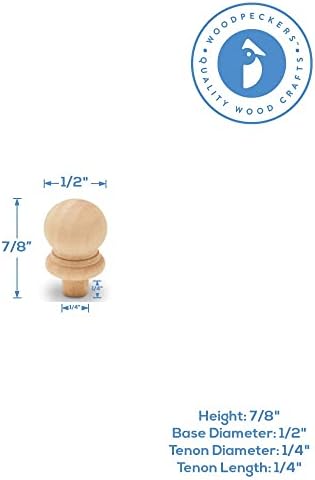 Small Wood Finials with Tenon, 7/8 inch, Pack of 100 Wooden Finials for Crafting, DIY Dcor, and Wooden Finial Crafts, by Woodpeckers