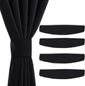 NICETOWN Magnetic Curtain Tiebacks - Modern Unique Upgraded Design Decorative Drape Tie Backs Holder for Window Draperies, No Tools Required (Black, 11.8 X 4 Inches, Set of 4)