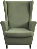 Wingback Chair Slipcovers 2 Piece,Green Wing Chair Slipcovers,Stretch Spandex Wingback Chair Covers for Living Room Armchair,Washalbe Sofa Slipovers