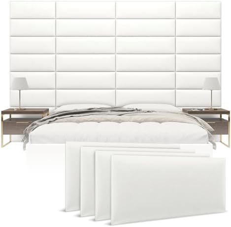Vänt Wall Mounted Headboard Panels, King/Twin, Vintage Leather White Dove
