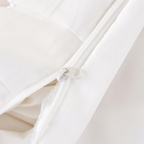 Chic Lace Bedding,Girls Twin Aesthetic Comforter Cover Set,Cute Princess Style Ruffled Duvet Cover with 2 Layers Ruffles, Zipper Closure-White,Twin