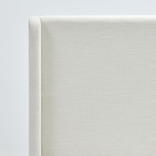 California King 52" Tall Headboard Carmen Wingback Upholstered Platform Bed Frame Premium Canvas Chenille Elegant Simplicity for Bedroom No Box Spring Needed Easy Assembly Textured Ivory