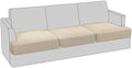 PrinceDeco Stretch T Cushion Sofa Slipcovers 3 Piece,Pets Friendly,Natural