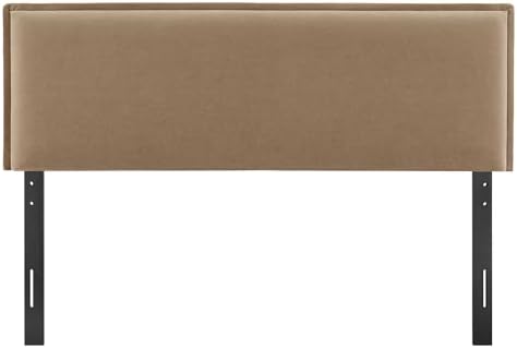 Modway Camille Queen Size Upholstered Linen Blend Headboard with Removable Slipcover – in Almond - Padded Pillow Style Headboard with Adjustable Mounting for Queen Beds